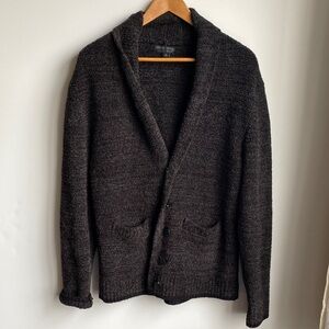 Barefoot Dreams Cozy Chic Fluffy Button Cardigan with Pockets Size Medium Black